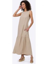 Heine Sukienka w kolorze beżowym rozmiar: 40. Brązowe sukienki damskie Heine, bez wzorów, bez ramiączek. Za 82.99 zł.