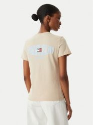 Tommy Jeans T-Shirt Wavy Flag DW0DW22274 Beżowy jasny Regular Fit. Brązowe t-shirty damskie Tommy Jeans, xl, bez wzorów, z bawełny, bez kołnierzyka. Za 169.99 zł.