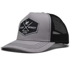 Czapka Trucker - 5 Paneli / Dorośli / Jeden rozmiar (Jasnoszary/Czarny). Szare czapki z daszkiem damskie SURF MONKEY, bez wzorów. Za 159.95 zł.