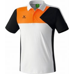 Funkcyjna koszulka polo "Premium One" w kolorze biało-czarno-pomarańczowym. Białe t-shirty i koszulki chłopięce Erima, z nadrukiem, z materiału, polo, z krótkim rękawem. W wyprzedaży za 85.95 zł.