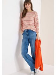 Cecil Koszulka w kolorze beżowo-biało-pomarańczowym rozmiar: S. Brązowe bluzki damskie Cecil, s, bez wzorów, bez kołnierzyka, bez ramiączek. Za 114.98 zł.