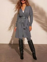 Milan Kiss Kardigan w kolorze szarym rozmiar: L. Szare kardigany damskie Milan Kiss, l, bez wzorów, z tkaniny. Za 195.99 zł.