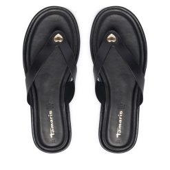 Japonki Tamaris. Czarne klapki damskie Tamaris, bez wzorów, bez obcasa, bez zapięcia. Za 259.99 zł.