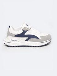 Sneakersy damskie biało-granatowe RR274A215 403. Niebieskie obuwie sportowe casual damskie Big Star, z materiału. W wyprzedaży za 159.99 zł.