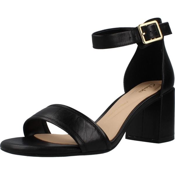 Sandały CLARKS EZORIA MAE Czarny. Czarne sandały damskie Clarks, bez wzorów, z materiału, bez obcasa, bez zapięcia. Za 220.99 zł.