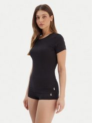 Polo Ralph Lauren Piżama 4P0719 Czarny Regular Fit. Czarne piżamy damskie Polo Ralph Lauren, bez wzorów, z bawełny, bez ramiączek. Za 509.99 zł.