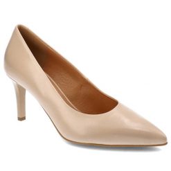 Beżowe Szpilki Szydłowski Eleganckie Obuwie Damskie. Brązowe szpilki damskie Szydłowski, bez wzorów, ze skóry, bez obcasa, na obcasie, bez zapięcia. Za 289.00 zł.