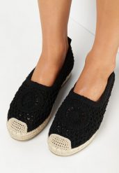 Czarne Espadryle na Grubej Podeszwie z Juty z Plecioną Cholewką Ulissa. Czarne espadryle damskie Born2be, bez wzorów, bez obcasa. Za 99.99 zł.