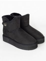 ISLAND BOOT Botki zimowe "Catalina" w kolorze czarnym rozmiar: 36. Czarne botki damskie Island Boot, na zimę, bez obcasa, bez zapięcia. Za 122.96 zł.