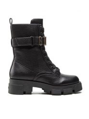 Guess Trzewiki Madox FL8MDX ELE10 Czarny. Czarne botki damskie Guess, ze skóry, bez obcasa, na płaskiej podeszwie, bez zapięcia. Za 439.99 zł.