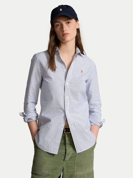 Polo Ralph Lauren Koszula 211941508001 Niebieski Slim Fit. Niebieskie koszule damskie Polo Ralph Lauren, bez wzorów, bez kołnierzyka, bez ramiączek. Za 859.99 zł.