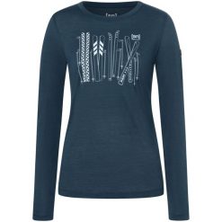 Koszulka z długim rękawem damska SUPER.NATURAL W Fourski. Niebieskie koszulki damskie super.natural, s, bez wzorów, bez kołnierzyka, bez ramiączek. Za 279.99 zł.
