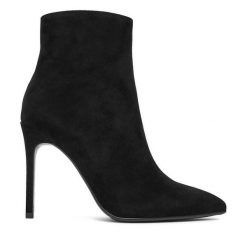 Botki Eva Minge. Czarne botki damskie Eva Minge, bez obcasa, na szpilce, bez zapięcia. Za 429.99 zł.