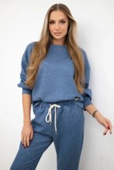 Komplet masełko bluza + spodnie jeansowy melanż. Bluzy damskie KESI, l, bez wzorów, z dresówki, bez kaptura. Za 342.93 zł.