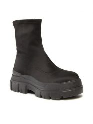 Jenny Fairy Botki LS5851-01 Czarny. Czarne botki damskie Jenny Fairy, z materiału, bez obcasa, na płaskiej podeszwie, bez zapięcia. Za 129.99 zł.