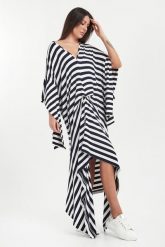 Sukienka midi w paski Marina MMC. Sukienki damskie MMC STUDIO, bez wzorów, marine, bez ramiączek. Za 1,499.00 zł.