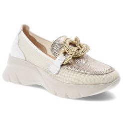 Białe Półbuty Hispanitas Stylowe Obuwie Damskie. Białe półbuty damskie Hispanitas, z aplikacjami, z meshu, bez obcasa, bez zapięcia. Za 599.00 zł.