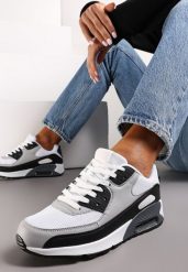 Czarno-Szare Sznurowane Sneakersy na Grubej Podeszwie Sayre. Czarne obuwie sportowe damskie Renee, ze skóry, przed kostkę, bez zapięcia. Za 99.99 zł.