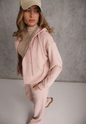 Różowy Komplet Dresowy Spodnie Straight Leg i Bluza z Kapturem na Suwak Timas. Czerwone bluzy damskie Renee, l, bez wzorów, z dresówki, z kapturem. Za 179.99 zł.