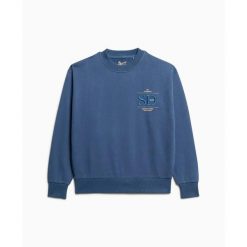 Damska bluza o luźnym kroju Superdry Luxe. Niebieskie bluzy damskie Superdry, bez wzorów, bez kaptura. Za 299.90 zł.