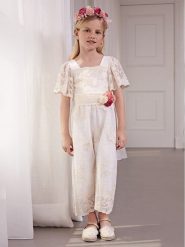 Abel & Lula Kombinezon 5262 Écru Regular Fit. Sukienki dziewczęce Abel & Lula, bez wzorów, z bawełny, bez ramiączek. Za 449.99 zł.