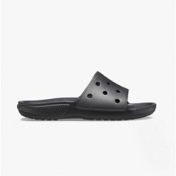 Klapki basenowe Crocs Classic Slide. Czarne klapki damskie Crocs, bez wzorów, bez obcasa, bez zapięcia. Za 109.99 zł.
