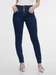 Orsay Dżinsy - Slim fit - w kolorze granatowym rozmiar: 34. Niebieskie jeansy damskie Orsay, bez wzorów, z materiału. Za 121.99 zł.