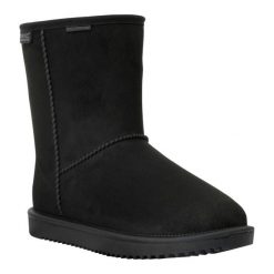 Damskie Wodoodporne Buty Zimowe Risely Z Podszewką Ze Sztucznego Futra. Czarne obuwie trekkingowe damskie Regatta, z futra, bez zapięcia. Za 189.99 zł.