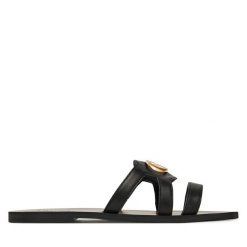 Klapki Liu Jo. Czarne klapki damskie Liu Jo, bez wzorów, bez obcasa, bez zapięcia. Za 279.99 zł.