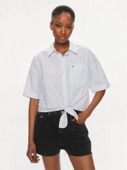 Tommy Jeans Koszula DW0DW17809 Błękitny Relaxed Fit. Niebieskie koszule damskie Tommy Jeans, s, bez wzorów, z bawełny, bez kołnierzyka, bez ramiączek. Za 349.00 zł.