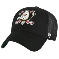 Czapka z daszkiem dla dorosłych 47 NHL Anaheim Ducks Branson Cap. Czarne czapki z daszkiem damskie 47 Brand, bez wzorów, z bawełny. Za 99.99 zł.