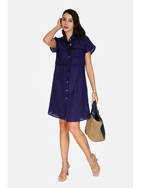 Le Jardin du Lin Lniana sukienka w kolorze granatowym rozmiar: 34. Niebieskie sukienki damskie Le jardin du lin, bez wzorów, ze lnu, klasyczne, bez ramiączek. Za 78.66 zł.