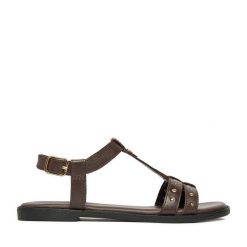 Sandały Lasocki. Brązowe sandały damskie Lasocki, bez wzorów, bez obcasa, na płaskiej podeszwie, bez zapięcia. Za 159.99 zł.