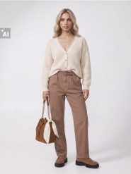 Jeansy paperbag z paskiem - beżowy. Brązowe jeansy damskie Sinsay. Za 69.99 zł.