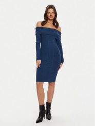 Guess Sukienka dzianinowa W5RK0G Z2YJ2 Granatowy Bodycon Fit. Niebieskie sukienki damskie Guess, z aplikacjami, z dzianiny, bez ramiączek. Za 389.99 zł.