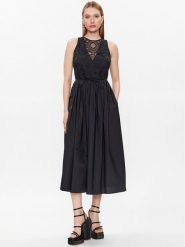 TWINSET Sukienka codzienna 231TT2080 Czarny Regular Fit. Czarne sukienki damskie Twinset, bez wzorów, z bawełny, bez ramiączek. Za 1,869.00 zł.