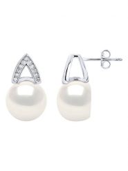 Pearl Addict Srebrne kolczyki-wkrętki z perłami rozmiar: onesize. Białe kolczyki damskie Pearl Addict, z kryształem, srebrne. Za 237.17 zł.