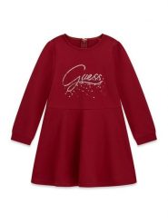 Guess Sukienka codzienna K6BK02 K5928 Czerwony ciemny Regular Fit. Czerwone sukienki dziewczęce Guess, z aplikacjami, z wiskozy, bez ramiączek, proste. Za 284.99 zł.