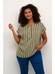 KAFFE curve Bluzka w kolorze zielono-czarnym rozmiar: 50. Zielone bluzki damskie KAFFE curve, bez wzorów, z wiskozy, bez kołnierzyka, bez ramiączek. Za 60.99 zł.