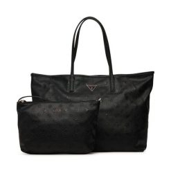 Torebka Guess. Czarne shopper bag Guess, z aplikacjami, bez dodatków. Za 714.99 zł.
