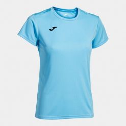 Koszulka do biegania damska Joma Combi z krótkim rękawem. Niebieskie bluzki damskie Joma, xl, bez wzorów, sportowe, bez kołnierzyka, bez ramiączek. Za 107.00 zł.