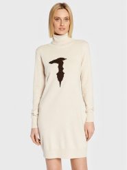 Trussardi Sukienka dzianinowa 56D00654 Beżowy Regular Fit. Brązowe sukienki damskie TRUSSARDI, bez wzorów, z dzianiny, bez ramiączek. Za 1,029.00 zł.