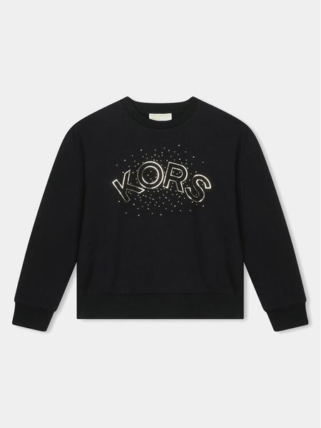 MICHAEL KORS KIDS Bluza R15216 Czarny Regular Fit. Czarne bluzy dziewczęce MICHAEL KORS KIDS, bez wzorów, z bawełny, bez ramiączek, bez kaptura. Za 219.99 zł.