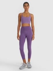 4F Legginsy treningowe 7/8 z wysokim stanem damskie - fioletowe L. Czerwone legginsy damskie 4F, l, bez wzorów, z dzianiny. Za 119.99 zł.