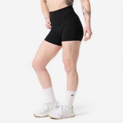Spodenki do crossfitu damskie Domyos. Czarne spodenki sportowe damskie DOMYOS, l, bez wzorów, z lycry, z podwyższonym stanem, na fitness i siłownię. Za 89.99 zł.