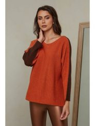 Joséfine Sweter "Dorog" w kolorze granatowo-pomarańczowym rozmiar: L. Brązowe swetry klasyczne damskie Joséfine, l, z kaszmiru, bez kołnierzyka. Za 195.99 zł.