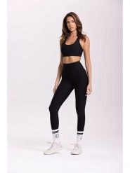 Onamaste Legginsy sportowe "Lotus" w kolorze czarnym rozmiar: S/M. Czarne legginsy sportowe damskie Onamaste, m, bez wzorów, z materiału, z podwyższonym stanem, outdoorowe. Za 131.74 zł.