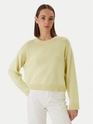 Calvin Klein Sweter LV047D305G Żółty Relaxed Fit. Żółte swetry klasyczne damskie Calvin Klein, xl, z bawełny, bez kołnierzyka. Za 489.99 zł.