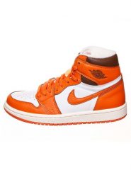 Air Jordan Skórzane sneakersy "1 Retro High" w kolorze biało-pomarańczowym rozmiar: 36. Pomarańczowe obuwie sportowe damskie AIR JORDAN, za kostkę, bez zapięcia. Za 333.81 zł.