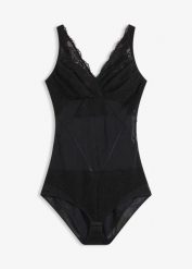 Body modelujące z koronką, lekki stopień modelowania. Czarne bielizna korygująca bonprix, bez wzorów, z koronki. Za 44.99 zł.